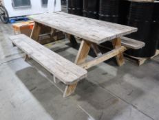 wood picnic table