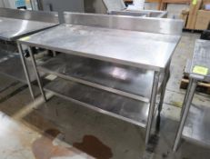 stainless table w/ backsplash & 2) undershelves