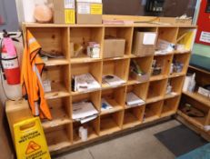 wooden cubby hole rack