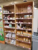 wooden merchandising shelving units w/ movable shelves