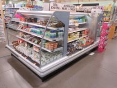 Arneg refrigerated shop-around merchandiser, ~148" x 84" x 63"h