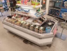 Arneg refrigerated shop-around merchandiser, ~98" x 60" x 52"h