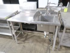 stainless table w/ backsplash & sink