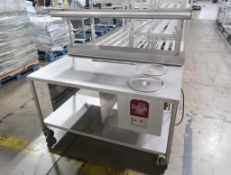 Bakers Aid donut finishing table w/ heated wells & overshelf