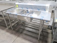 Stainless Steel Dish Pit w/ faucet cutouts & backsplash