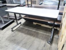 table on casters, adjustable height