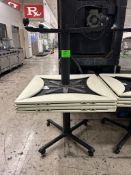 TABLES ON BASE W/ CASTERS AND DROP DOWN LEAVES