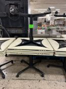 TABLES ON BASE W/ CASTERS AND DROP DOWN LEAVES