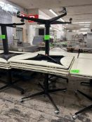 TABLES ON BASE W/ CASTERS AND DROP DOWN LEAVES