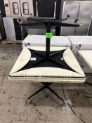 TABLES ON BASE W/ CASTERS AND DROP DOWN LEAVES