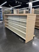 9FT OF MADIX WALL SHELVING W/ SLAT WALL BACKSIDE