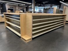 24FT OF MADIX WALL SHELVING W/ SLAT WALL BACKSIDE