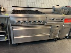 JADE 5FT NATURAL GAS CHARBROILER/GRIDDLE W/ SELF CONTAINED DRAWER BASE