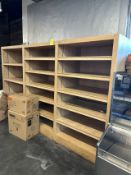 120IN OF CUSTOM BUILT WOODEN SHELVING
