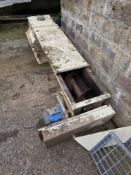 U Trough Screw Conveyor, in mild steel, approx. 2.1m long, with 300mm dia. x 300mm pitch flights.