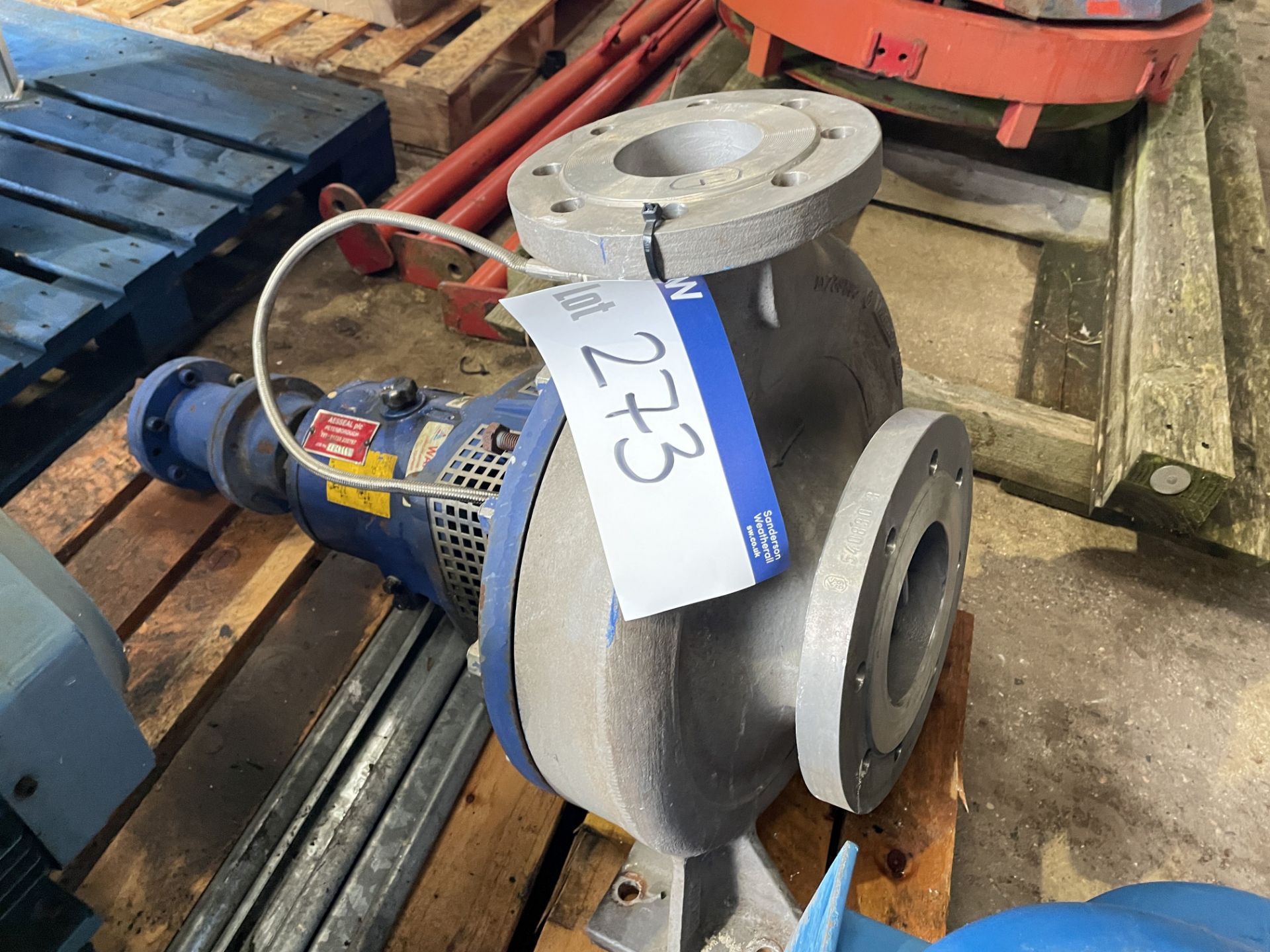 Stainless Steel Cased Centrifugal Pump, approx. 125mm dia. intake, approx. 75mm dia. discharge,