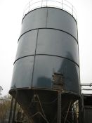 Silo, with hopper bottom, agitator, rotary valve and filter on top, approx. 5m dia. x 7m high, lot