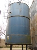 Large Silo, with sweep arm discharge and filter on top, approx. 4m dia. x 6m wall height, total