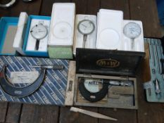 2 External Micrometers 1-2", 3-4" & A Full Set of up to 8" Moore & Wright Micrometers, 3 Dial