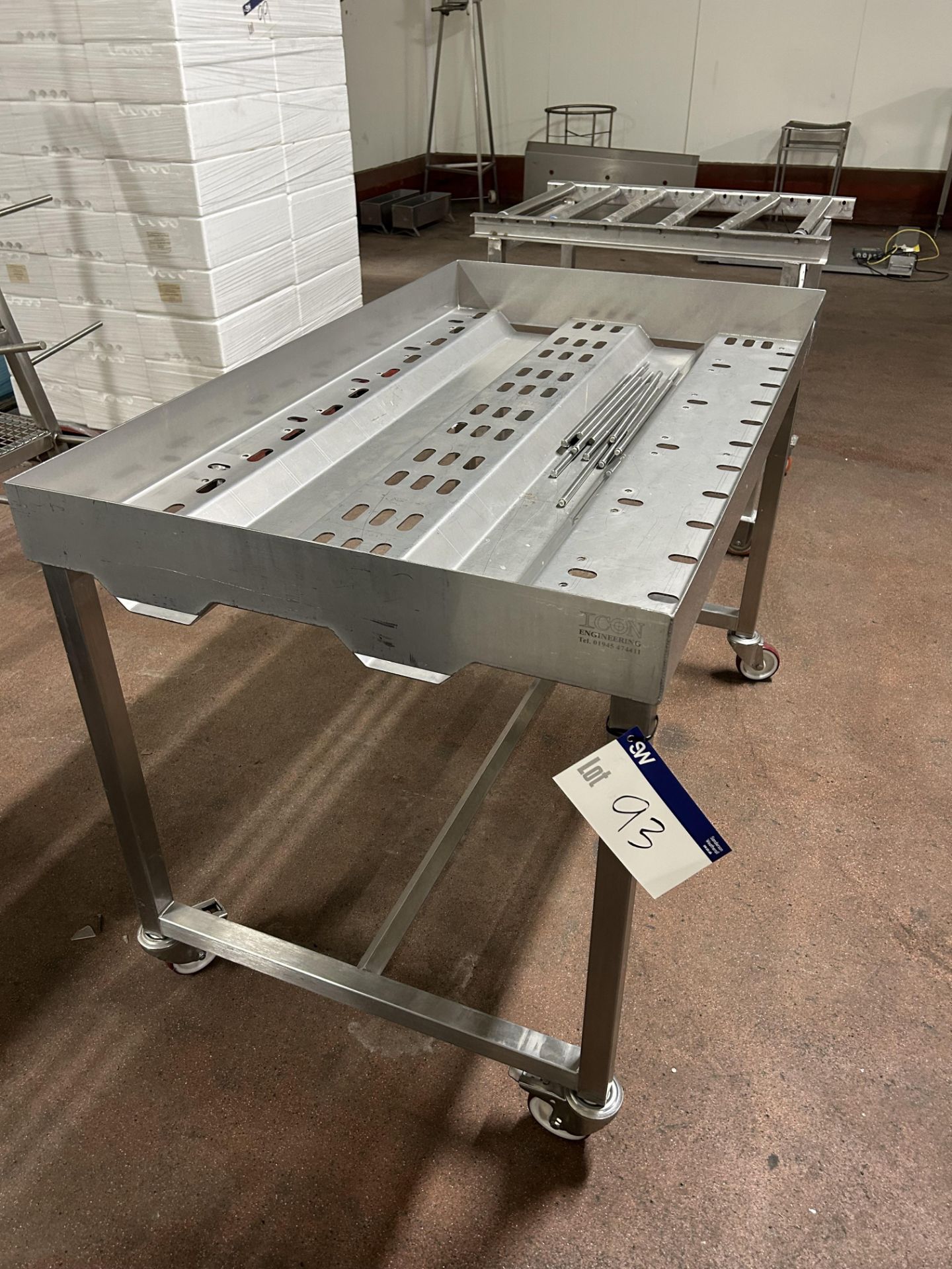 Mobile Draining Table, approx. 1.3m x 0.78m x 0.9m high, lift out and loading charge + VAT £20 - Image 2 of 2