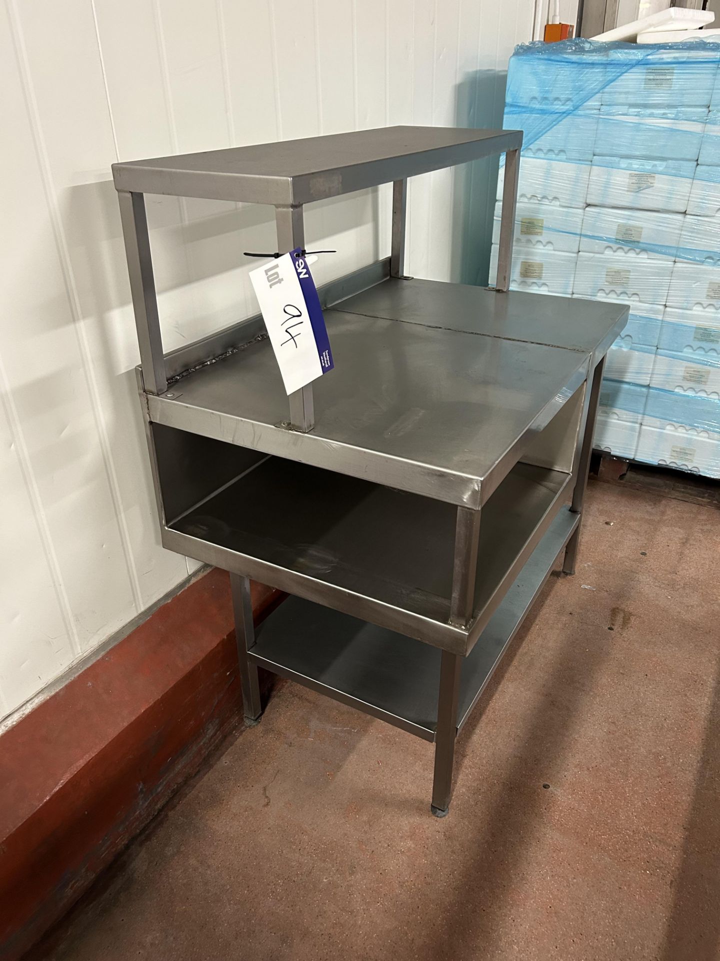 Table, with high shelf and two under shelves, approx. 1.05m x 0.7m x 1.25m high, lift out and - Image 2 of 2