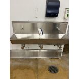 Syspal Three Station Sink, knee operated, wall mounted, approx. 1.55m x 0.43m x 0.55m high, lift out