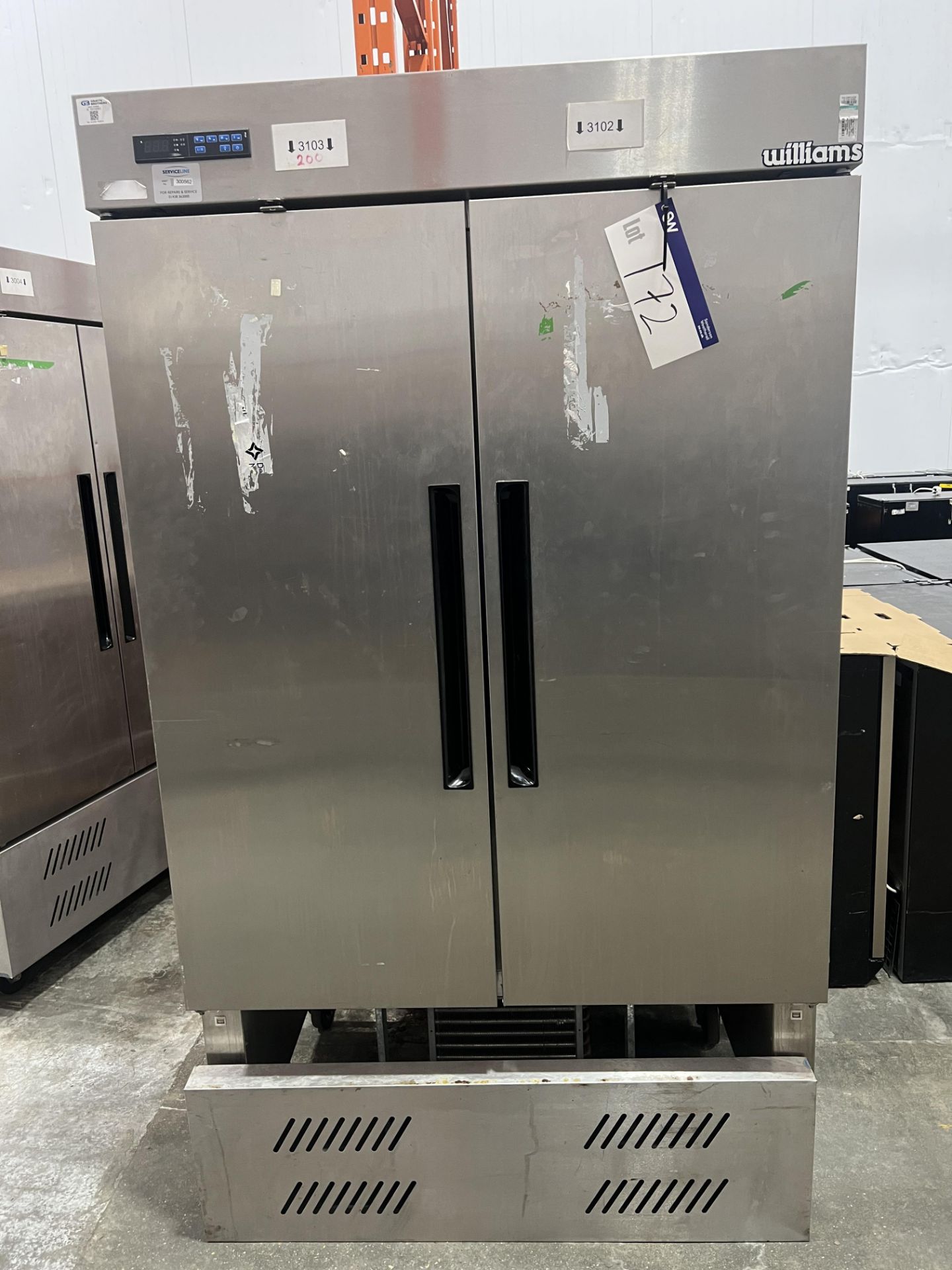 Williams Two Door HZ24 Fridge, approx. 1.1m x 0.7m x 2m high, lift out and loading charge + VAT £