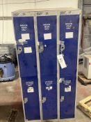 Six Compartment Locker (no keys), sloping roof, approx. 0.9m x 0.45m x 1.9m high, lift out and