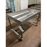 Mobile Draining Table, approx. 1.3m x 0.78m x 0.9m high, lift out and loading charge + VAT £20