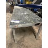 Long Aluminium Frame Work Table, approx. 3.2m x 0.9m x 0.8m high, lift out and loading charge +