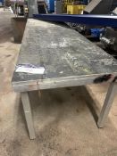 Long Aluminium Frame Work Table, approx. 3.2m x 0.9m x 0.8m high, lift out and loading charge +