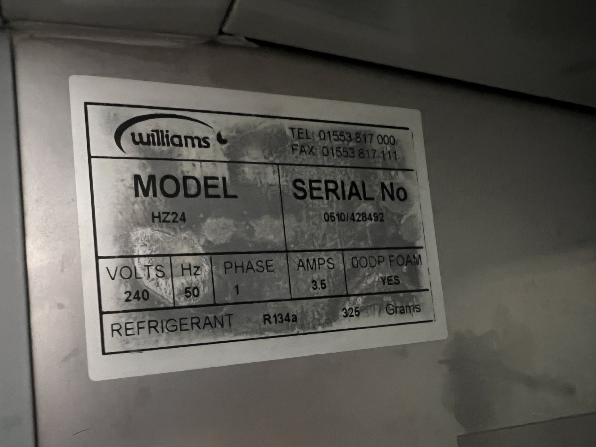 Williams Two Door HZ24 Fridge, approx. 1.1m x 0.7m x 2m high, lift out and loading charge + VAT £ - Image 4 of 5