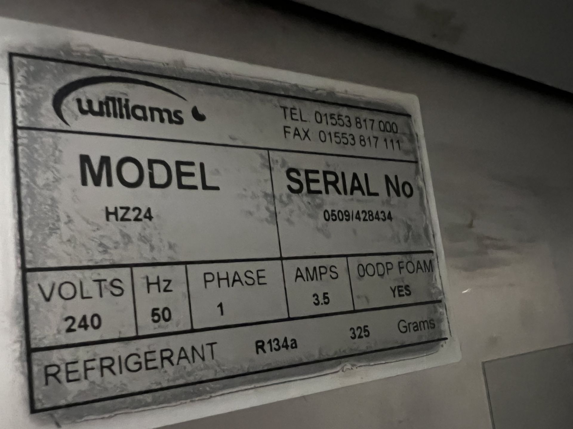 Williams Two Door HZ24 Fridge, approx. 1.1m x 0.7m x 2m high, lift out and loading charge + VAT £ - Image 4 of 5