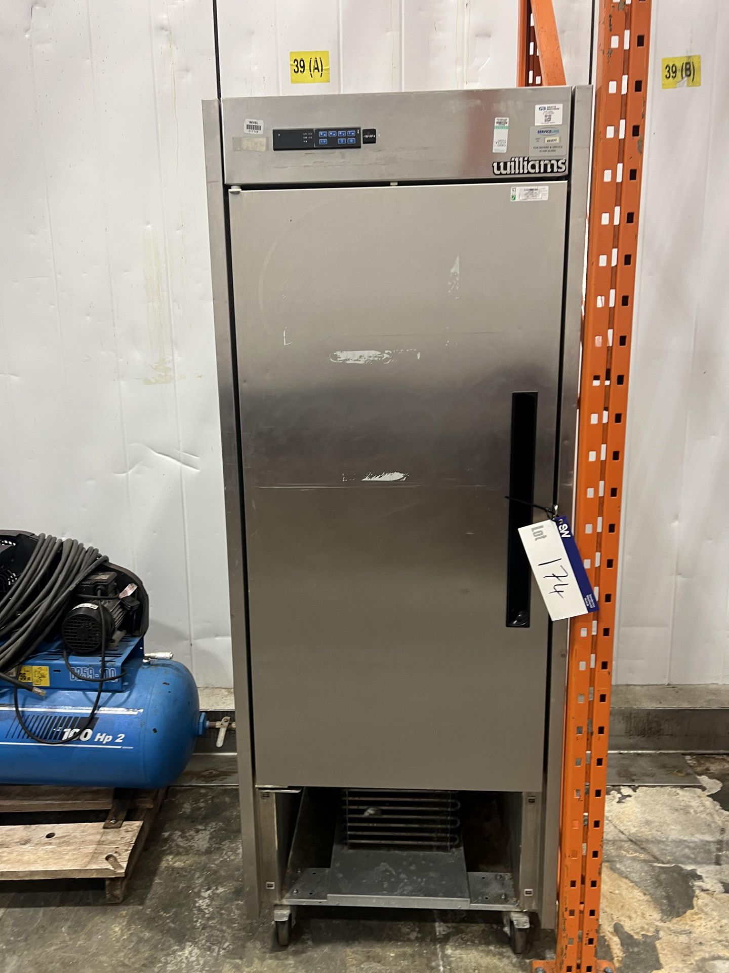 Williams Single Door HJIU Fridge, approx. 0.75m x 0.8m x 1.95m high, lift out and loading charge +