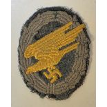 WW2.3rd Reich.Paratroopers Cloth Qualification Badge
