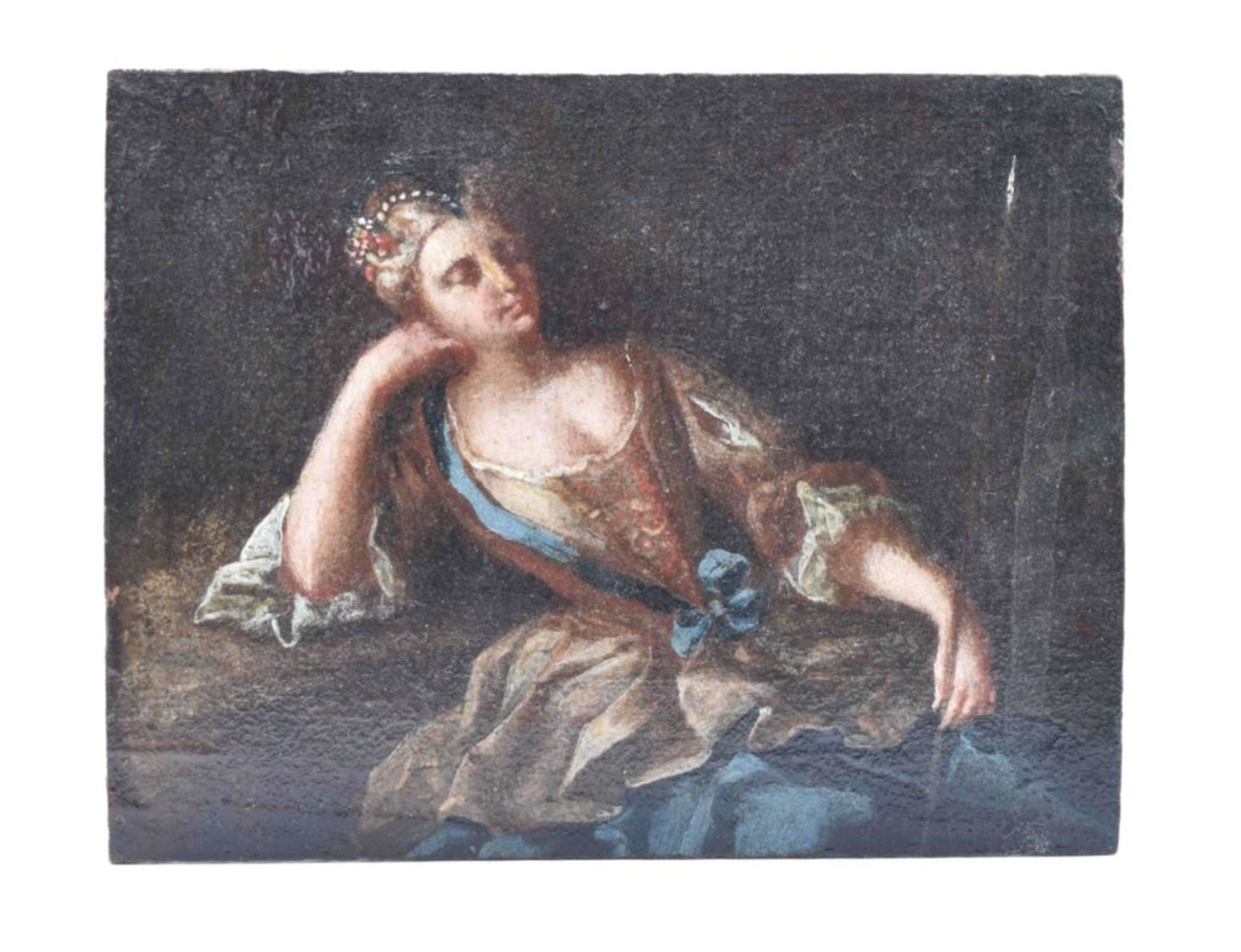 Miniaturgemälde einer ruhenden Schäferin, 18. Jh. - Bild 3 aus 3