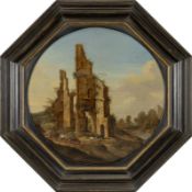 Both, Jan - Attrib. od. Umkreis, Tondo mit Ruine in südlicher Landschaft