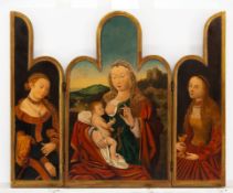 Triptychon mit Maria lactans und weiblichen Heiligen, Deutschland, 16./17. Jh.