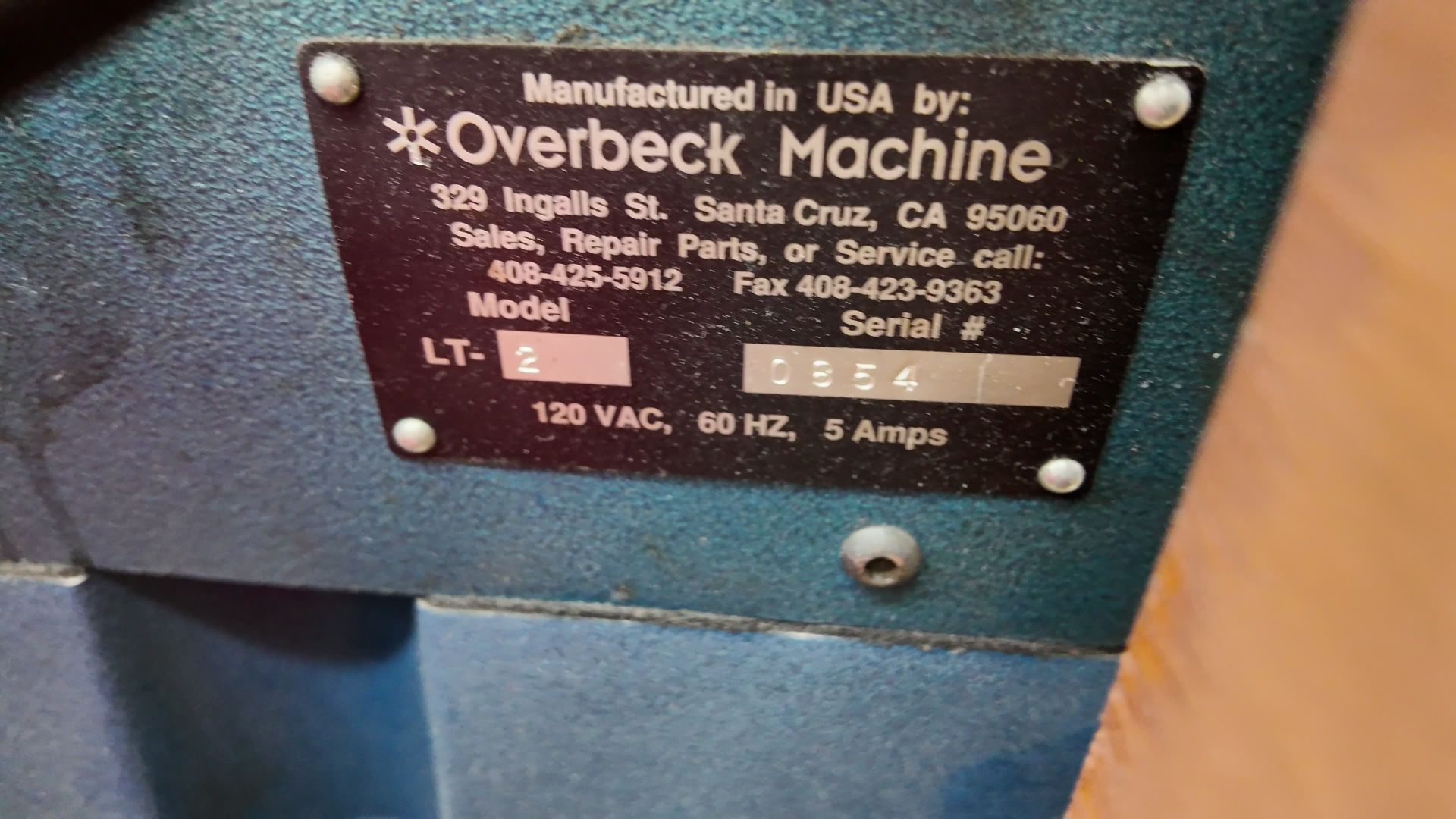 Bench-Mounted Overbeck Twister Speed Lathe, Model# LT-2, Serial# 854 ...