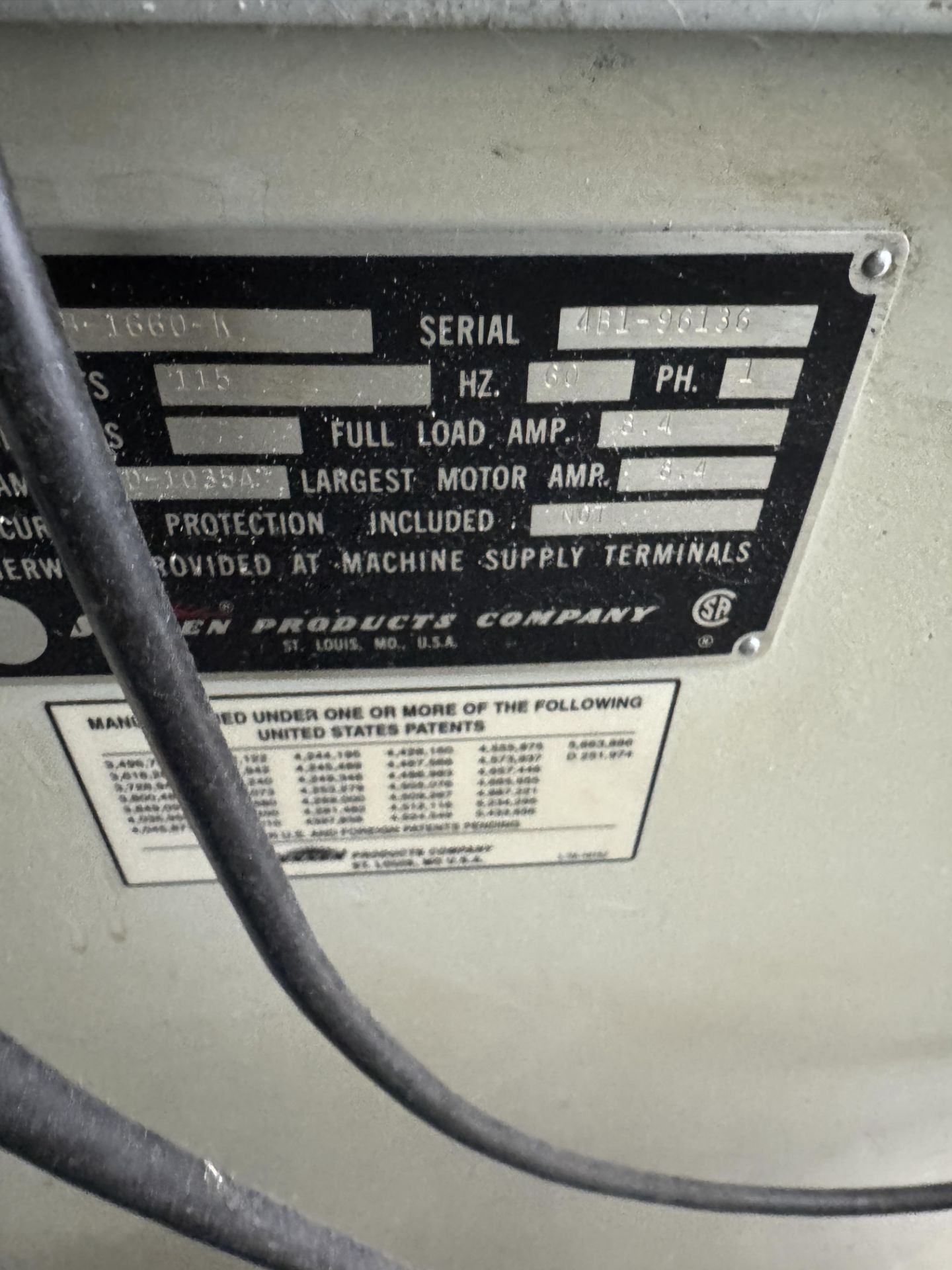 Sunnen MBB-1660 Honing Machine, Serial# 4B1-96136, 120V, 60Hz, Single ...