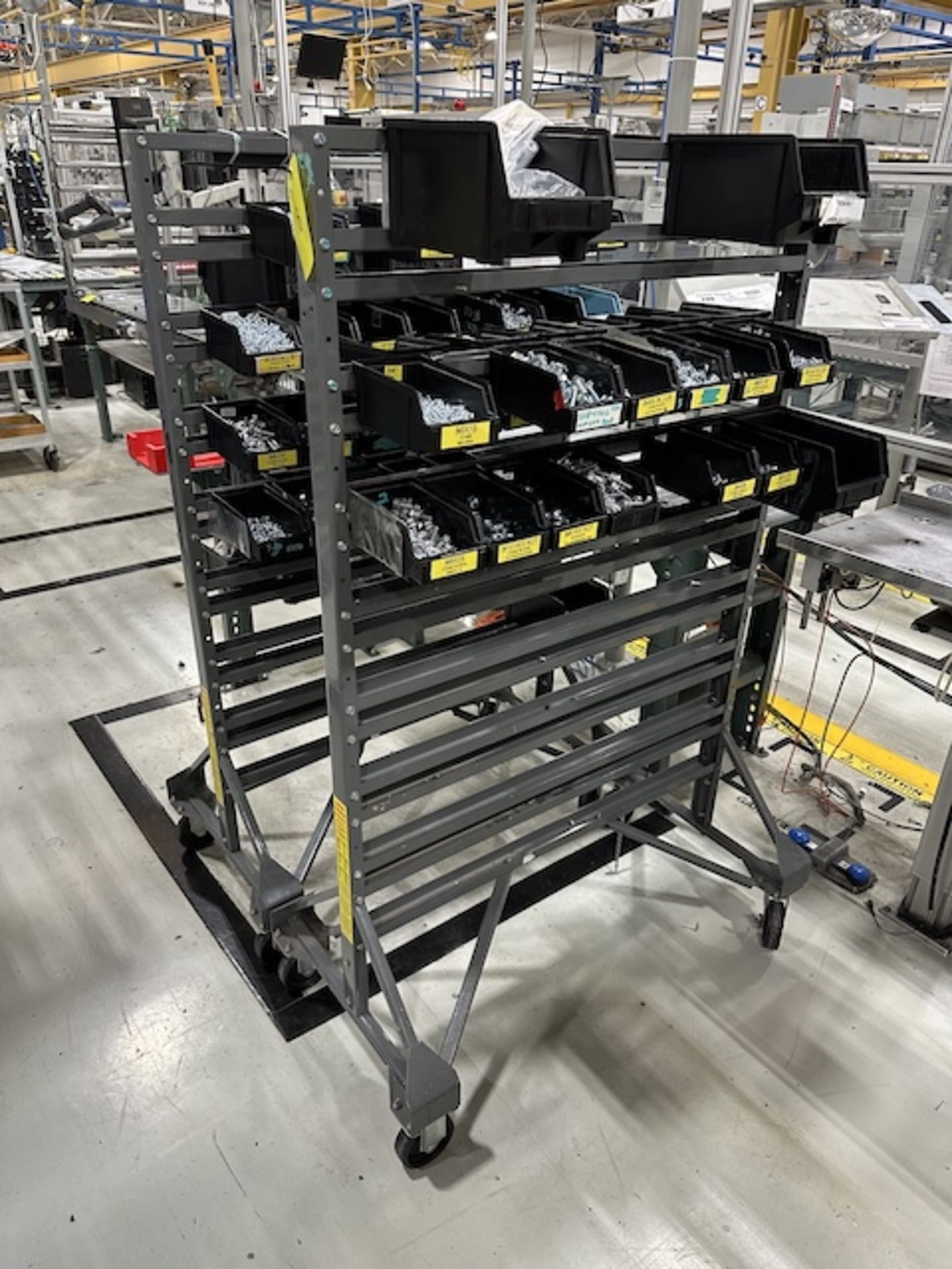 Mobile Parts Rack with Plastic Bins, Removal/ Loading Fee: $25