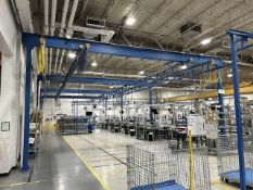 Gorbel 250 lb Workstation Crane with CM ShopStar Hoist, Approximate Dims: 66'-1" L x 28'-7" W x 15'-