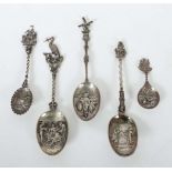 Sammlung von 5 Löffeln 19. Jh.,