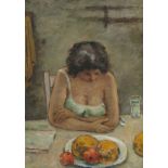 Maler des 20. Jh. "Dame am Tisch",