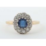 Ring mit Saphir/Diamanten um 1900,