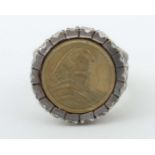 Ring mit Münze Pharaokopf auf Münze,