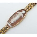 Kamee- Armband um 1900, 585 Gelbgold