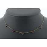 Granat-Collier Gelbgold 333, punziert,