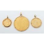 3 Münzanhänger Fassungen in Gelbgold