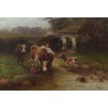 Maler des 19. Jh. "Bäuerin mit Kühen